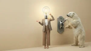 polar bear and a person with an idea